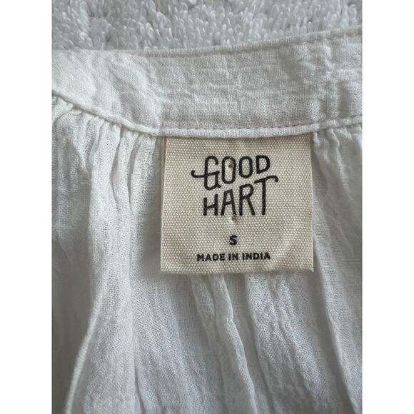 Good Hart White kantha Embroidered Crinkled Gauze Blouse Relaxed Size S fits L - Picture 6 of 9